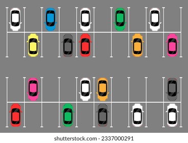 Parking lots or Car Parking Space from Aerial view. Vector Illustration.