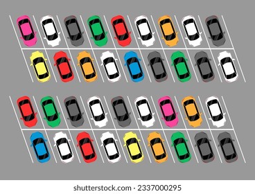 Parking lots or Car Parking Space from Aerial view. Vector Illustration.