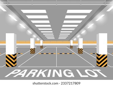 Aparcamiento, estacionamiento o metro vacío. Ilustración vectorial.