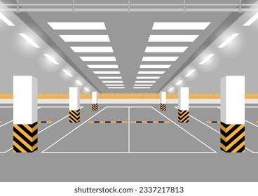 Parking lots or Car Parking Space or Empty Parking Zone Underground. Vector Illustration.