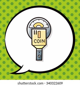 Parking machines doodle, speech bubble