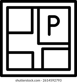 Parking Map Line Vector Icon Design