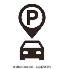 Parkplakettstift. Parkplatz-Stellstift. GPS-Parkplatzstandsymbol für Apps und Websites einzeln auf weißem Hintergrund