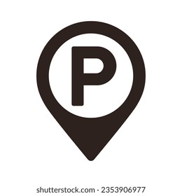 Parking map pin. Parking location pin. GPS parking location symbol for apps and websites isolated on white background