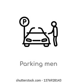 parking men vector line icon. Simple element illustration. parking men outline icon from transport concept. Can be used for web and mobile