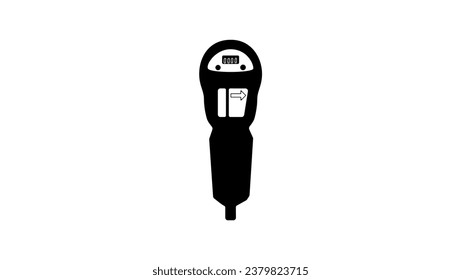 Parking meter, black isolated silhouette