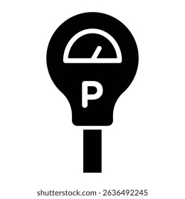 Parking meter icon Flat outline fill black and white