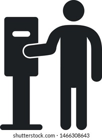 Parking meter icon. Man paying on parking meter.