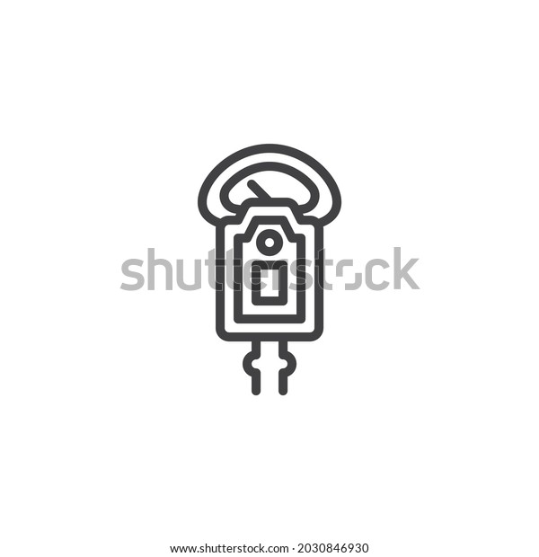 Parking meter line icon.\
linear style sign for mobile concept and web design. Car parking\
meter outline vector icon. Symbol, logo illustration. Vector\
graphics