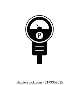 parking meter machine icon in black flat glyph, filled style isolated on white background