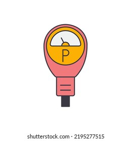 parking meter machine icon in color, isolated on white background 