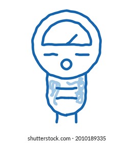 El vector de icono de esbozo del medidor de estacionamiento. Señal del medidor de estacionamiento de la línea de dibujo del doodle azul. ilustración de símbolo aislado