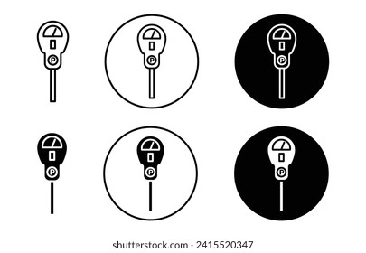 Parking meter symbol icon sign collection in white and black