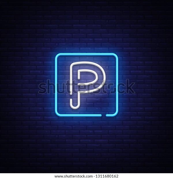 Parking neon sign\
vector. Parking Zone Design template neon sign, light banner, neon\
signboard, nightly bright advertising, light inscription. Vector\
illustration