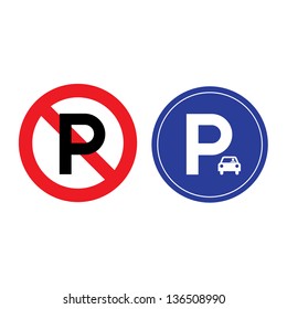 Parking And No Parking Sign On White Background