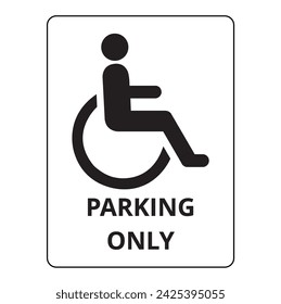 Estacionamiento solo para discapacitados firma sobre un fondo blanco
