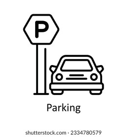 Parking Outline Icon Design illustration. Map and Navigation Symbol on White background EPS 10 File