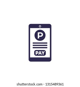 parking pay with mobile app, vector icon