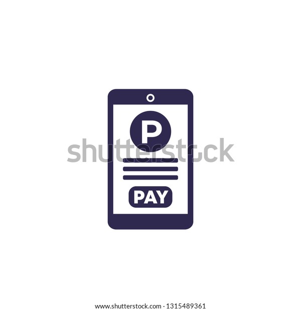 parking pay with mobile\
app, vector icon