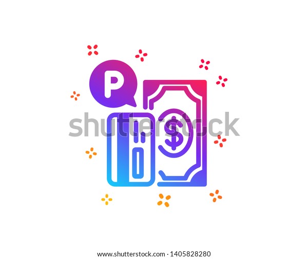 Parking payment icon. Paid car park sign.\
Transport place symbol. Dynamic shapes. Gradient design parking\
payment icon. Classic style.\
Vector