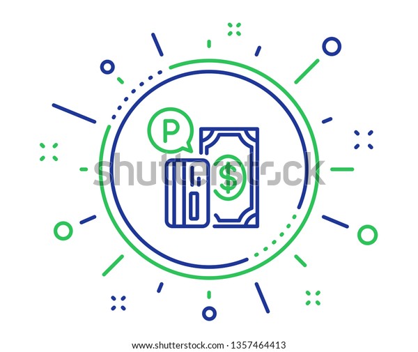 Parking payment line icon. Paid\
car park sign. Transport place symbol. Quality design elements.\
Technology parking payment button. Editable stroke.\
Vector