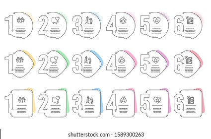 Parking payment, Ranking star and Safe water line icons set. Infographic timeline. Fireworks, Heart and Like hand signs. Paid garage, Love rank, Hold drop. Party pyrotechnic. Business set. Vector