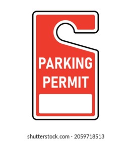 Parking Permit Hang Tag Icon. Mirror Hang Tag. Clipart Image Isolated On White Background