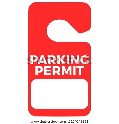 parking permit tag pass flat color vector illustration template design