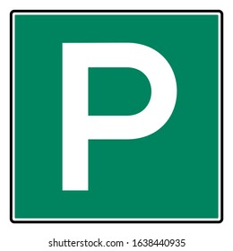Parking permitted traffic sign. Green background. Canada road signs.  