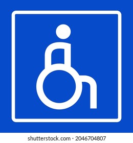 Icono vectorial de Handicap aislado en fondo azul. Señal de persona inhabilitada en fondo azul.