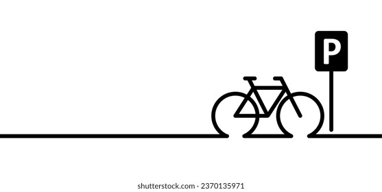 parking, pin location logo. Letter P Parking Symbol. Cycling line pattern banner. World Bicycle day race tour. Cyclist logo sign. Cycling symbol. Vector bike. Mountain biker, touring route.