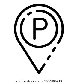 Parking pin map icon. Outline parking pin map vector icon for web design isolated on white background