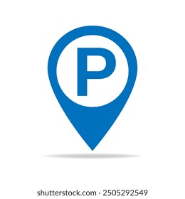 Parking pinpoint blue icon. Map parking pointer, Parking map point vector illustration