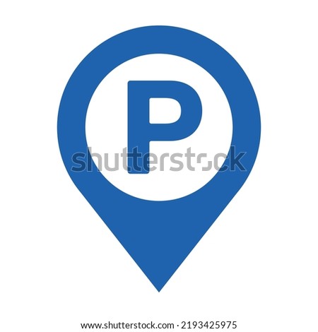 Parking pinpoint blue icon. Map parking pointer, Parking map point vector illustration