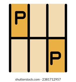 Vector de contorno de icono de estacionamiento. Aparcamiento. Color plano del espacio de área