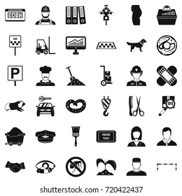 Parking place icons set. Simple style of 36 parking place vector icons for web isolated on white background
