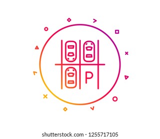 Parking place line icon. Car park sign. Transport symbol. Gradient pattern line button. Parking place icon design. Geometric shapes. Vector