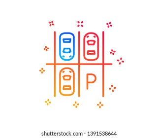 Parking place line icon. Car park sign. Transport symbol. Gradient design elements. Linear parking place icon. Random shapes. Vector