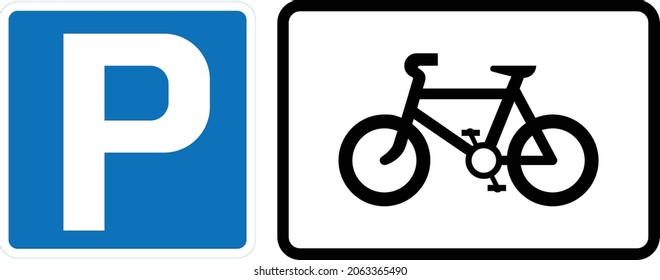 Parking place for pedal cycles, horizontal, road signs in the United Kingdom
