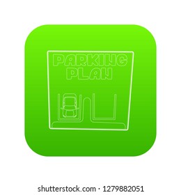 Parking plan icon green vector isolated on white background