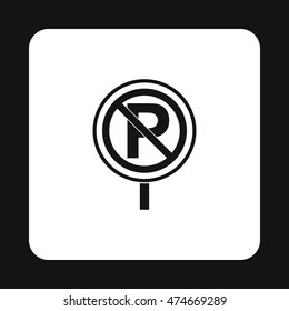 Parking is prohibited icon in simple style isolated on white background. Forbidden symbol