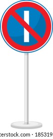 Parking prohibited on odd days sign with stand isolated on white background illustration