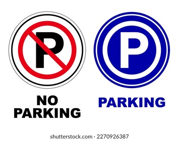 parking prohibited sign set bundle printable rounded template flat design isolated public sign