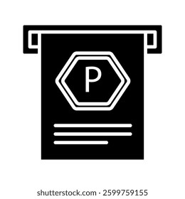 Parking receipt line icon for automatic garage service vector linear sign. Automated parking pictogram of parkometer ticket or pay receipt for car park lot or public garage, mobile app outline icon