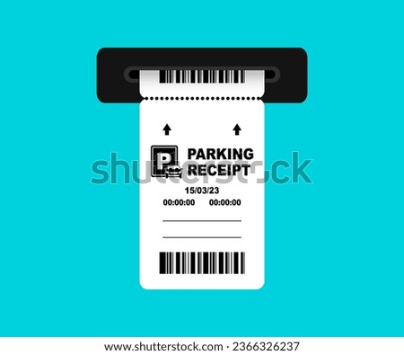 Parking receipt template. Parking ticket. Paper receipt from ticket machine slot. Cars parking tickets. Payment station. Check from parking meter mock up. Vector illustration