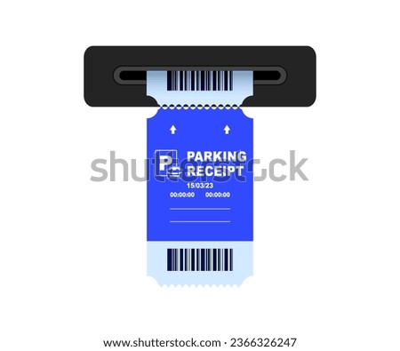 Parking receipt template. Parking ticket. Paper receipt from ticket machine slot. Cars parking tickets. Payment station. Check from parking meter mock up. Vector illustration