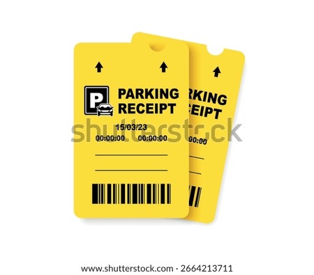 Parking receipt template. Parking ticket. Paper receipt from ticket machine slot. Cars parking tickets. Payment station. Check from parking meter mock up. Vector illustration