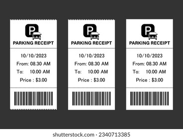 Parking Receipt or Parking Ticket. Vector Illustration. 