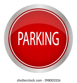 parking red circle glossy web icon