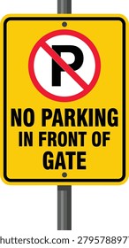 Parking restriction icon. Traffic regulation related warning signs: no parking, gate access, vehicle control, property management, roadway safety and compliance communication. Editable vector template. Vector illustration.
